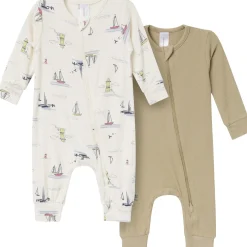 2-Pack Baby Boys Sail Harbor Zip Front Viscose Rompers