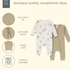 2-Pack Baby Boys Sail Harbor Zip Front Viscose Rompers