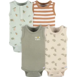 4-Pack Baby Boys Sea Turtles Sleeveless Onesies® Bodysuits