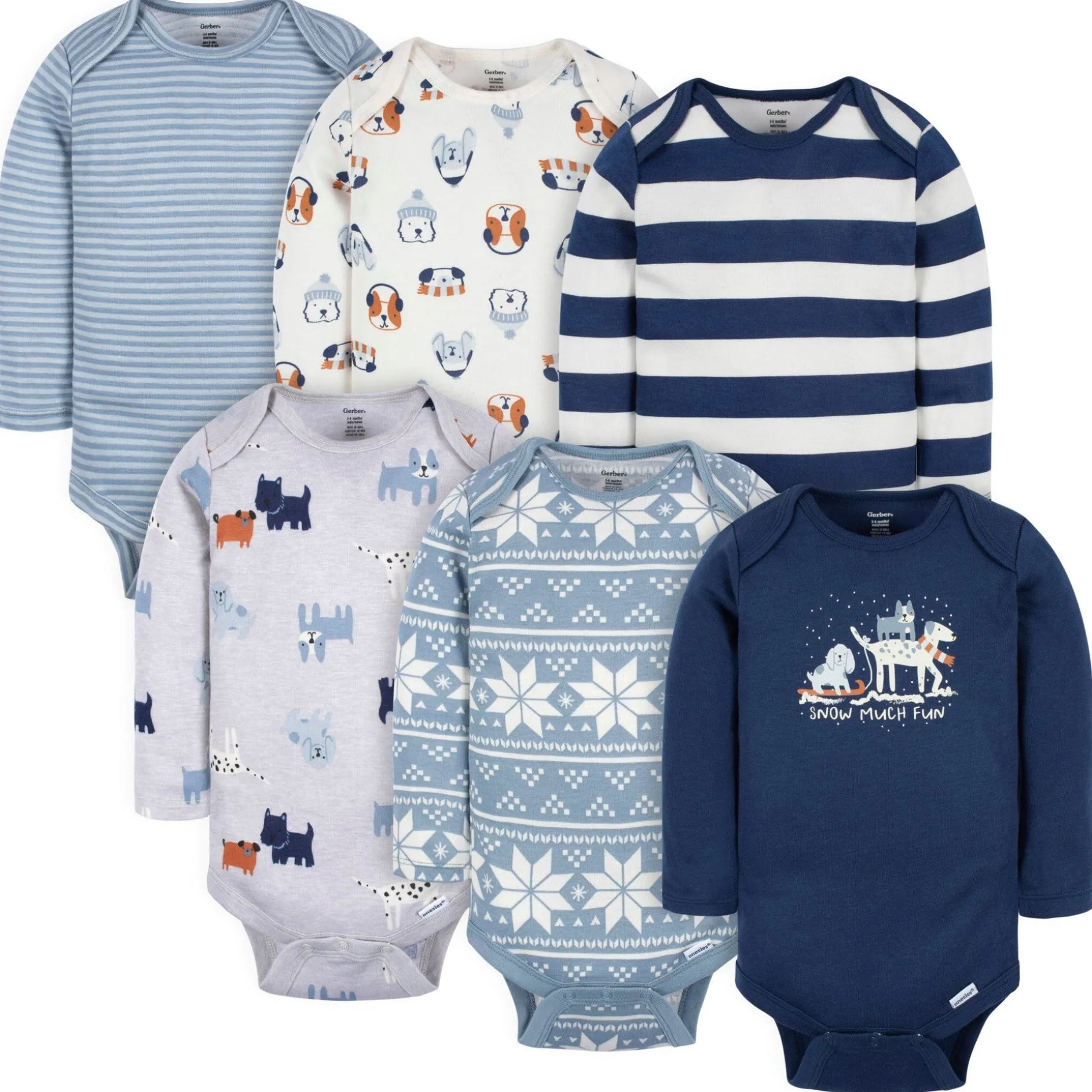 6-Pack Baby Boys Snow Much Fun Onesies® Bodysuits