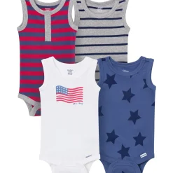 4-Pack Baby Boys Stars & Stripes Sleeveless Bodysuits