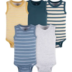 5-Pack Baby Boys Stripes Sleeveless Onesies® Bodysuits