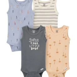 4-Pack Baby Boys Surfer Dude Sleeveless Bodysuits
