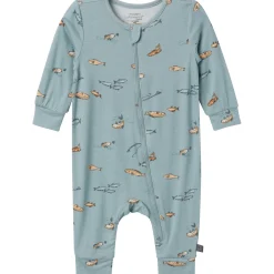 2-Pack Baby Boys Teal Fishing Zip Front Viscose Rompers