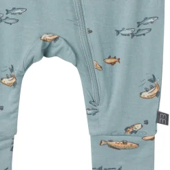 2-Pack Baby Boys Teal Fishing Zip Front Viscose Rompers