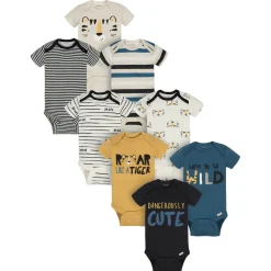 8-Pack Baby Boys Tiger Onesies® Brand Bodysuits