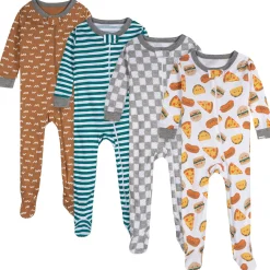 4-Pack Baby Boys Treats Snug Fit Footed Pajamas