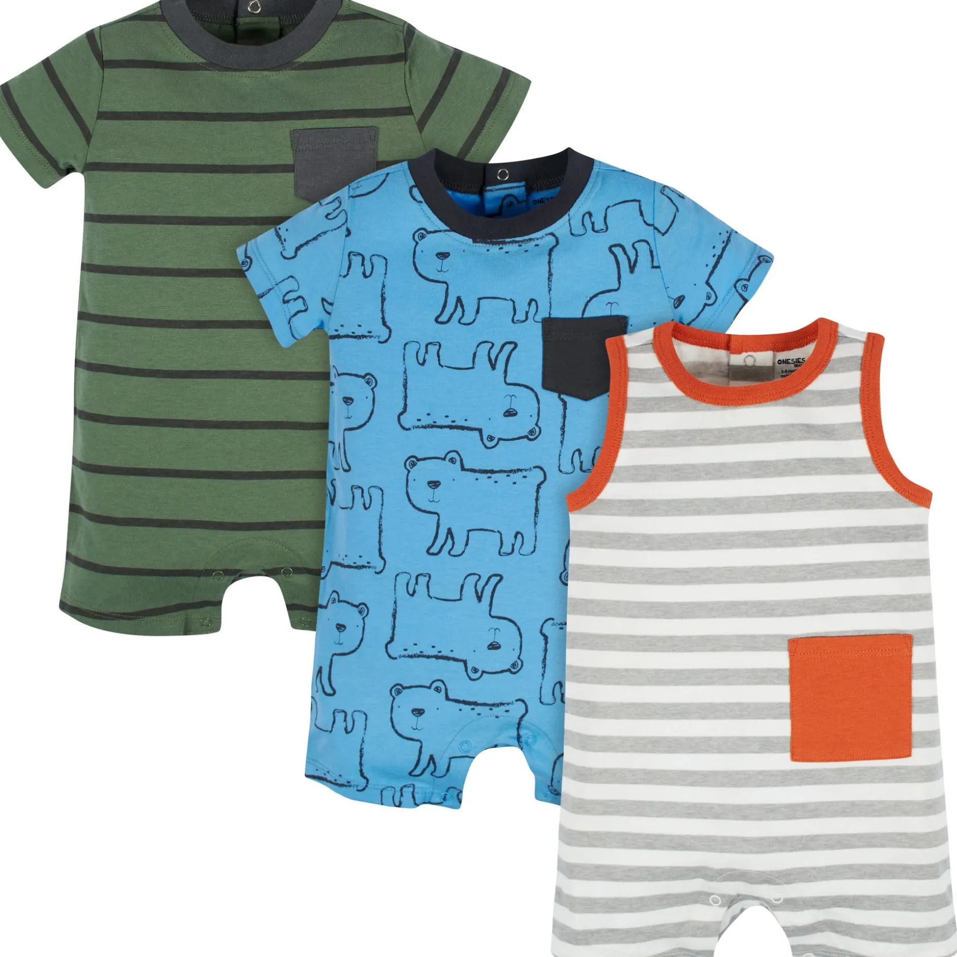 3-Pack Baby Boys Unbearably Cute Rompers