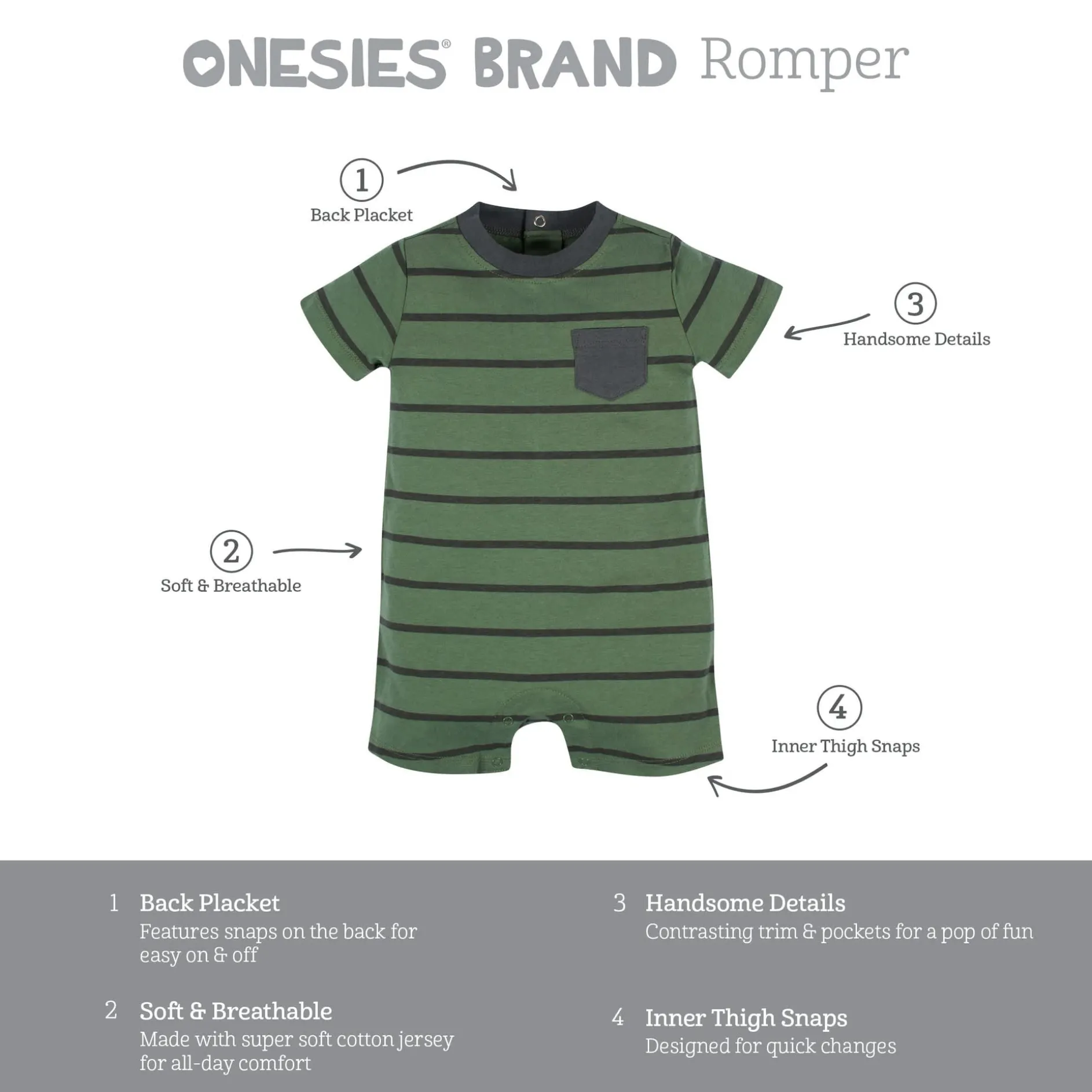 3-Pack Baby Boys Unbearably Cute Rompers