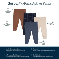 4-Pack Baby Boys Vintage Indigo Active Pants