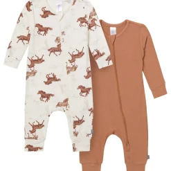 2-Pack Baby Boys Wild Horses Zip Front Viscose Rompers