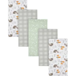 5-Pack Baby Boys Woodland Flannel Receiving Blankets