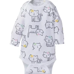 6-Pack Baby Girl Long Sleeve Kitty Onesies® Brand Bodysuits