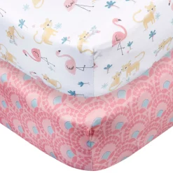 2-Pack Baby Girls Animal Geo Crib Sheet