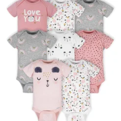 8-Pack Baby Girls Bear Short Sleeve Onesies® Bodysuits