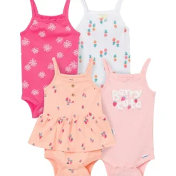 4-Pack Baby Girls Berries Sleeveless Bodysuits