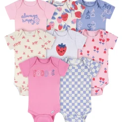 8-Pack Baby Girls Berry Happy Short Sleeve Onesies® Bodysuits
