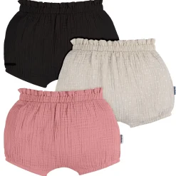 3-Pack Baby Girls Black, Tan Dot & Pink Gauze Bubble Shorts