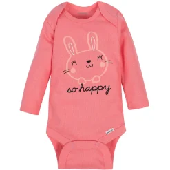 6-Pack Baby Girls Bunny Long Sleeve Onesies® Brand Bodysuits