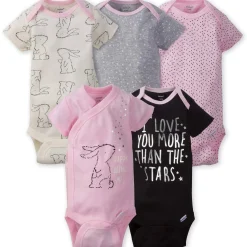 5-Pack Baby Girls Bunny Short Sleeve Onesies® Bodysuits
