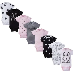 8-Pack Baby Girls Bunny Short-Sleeve Onesies® Bodysuits