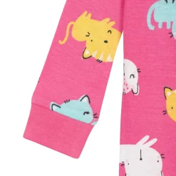2-Pack Baby Girls Cats Snug Fit Footed Cotton Pajamas, 0-3M