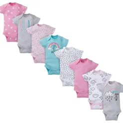 8-Pack Baby Girls Clouds Short-Sleeve Onesies® Bodysuits