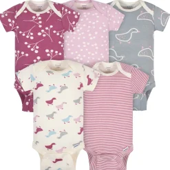 5-Pack Baby Girls Comfy Stretch Ducklings Short Sleeve Onesies® Bodysuits