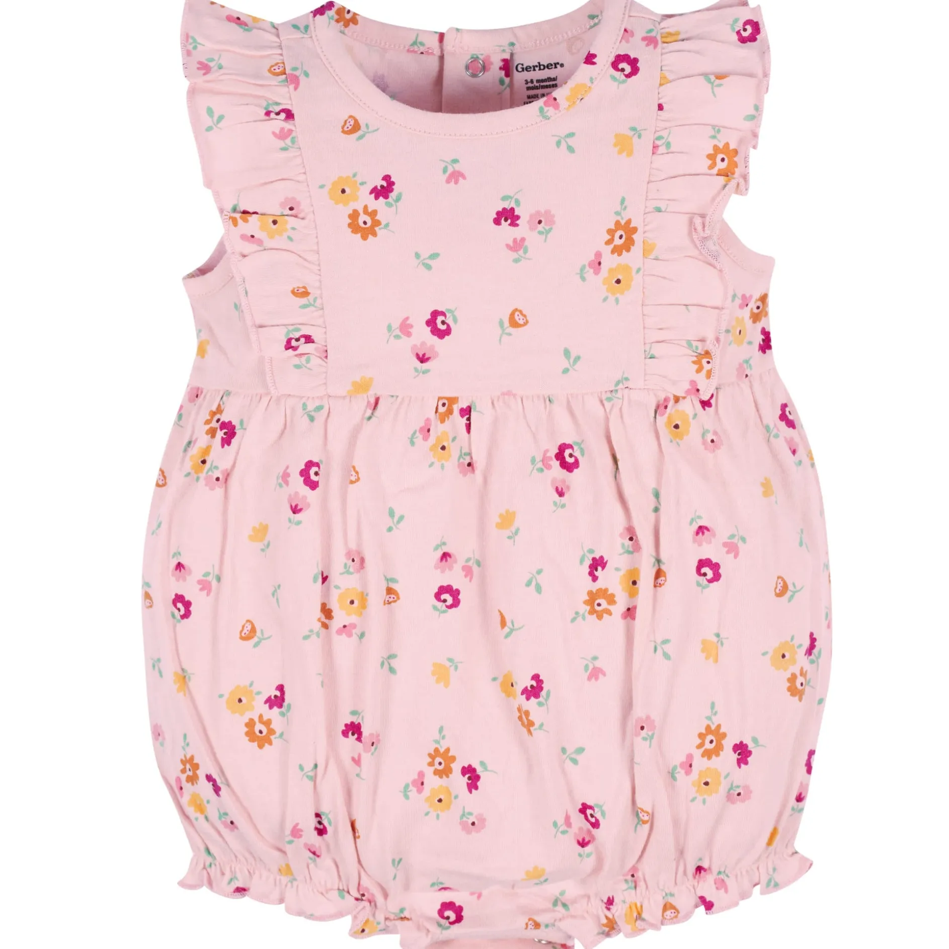 3-Pack Baby Girls Floral Fox Rompers