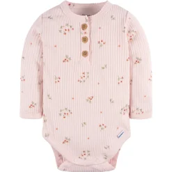 2-Pack Baby Girls Floral Henley Onesies® Bodysuits