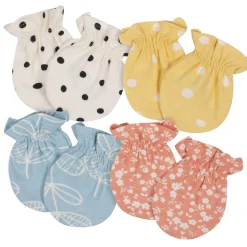 4-Pack Baby Girls Flower Pot No Scratch Mittens