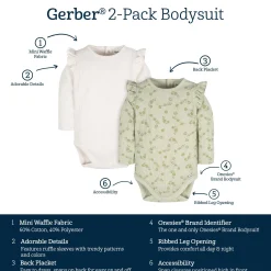 2-Pack Baby Girls Flower Toss Long Sleeve Onesies® Bodysuits