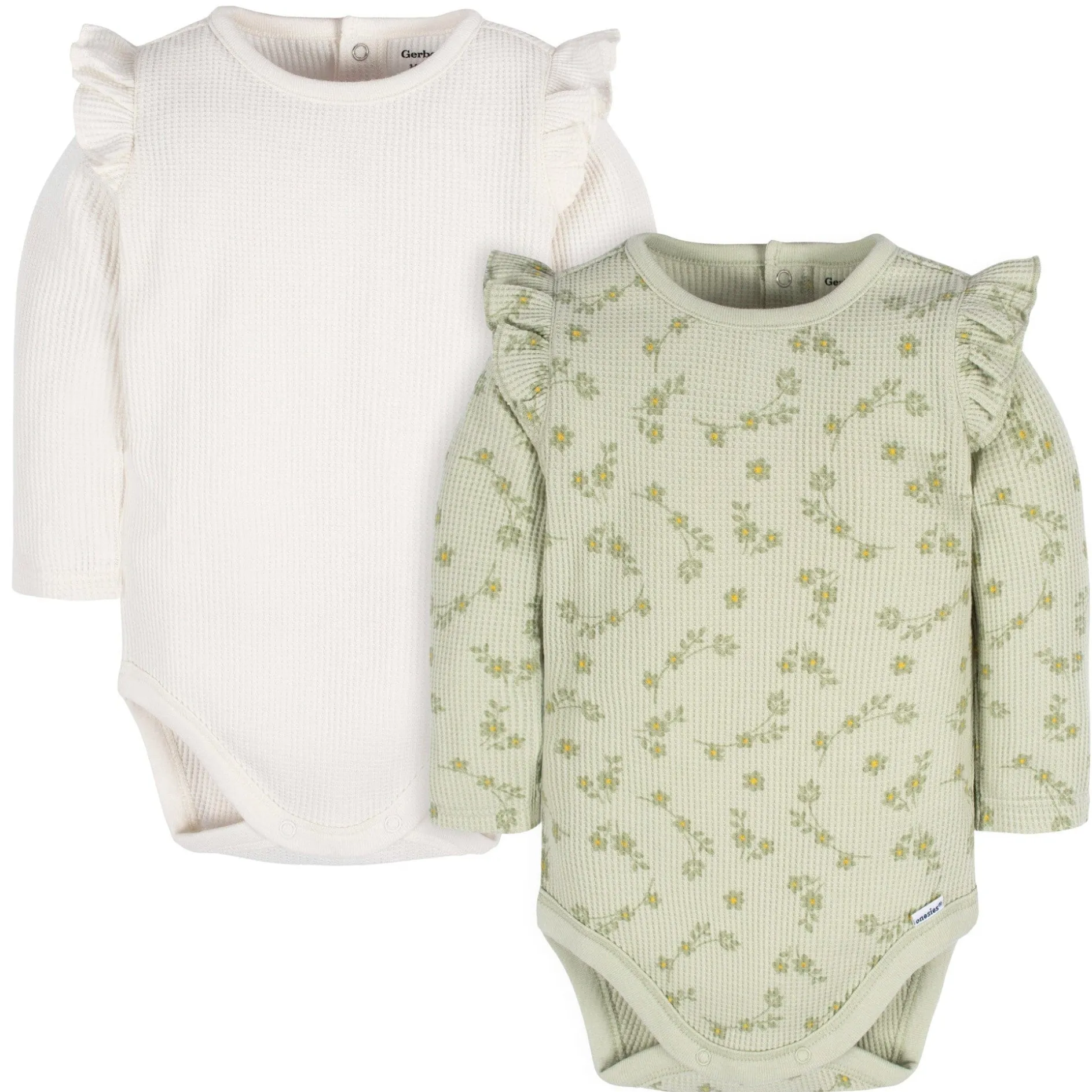 2-Pack Baby Girls Flower Toss Long Sleeve Onesies® Bodysuits