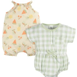 2-Pack Baby Girls Fruit Rompers