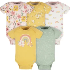 5-Pack Baby Girls Golden Floral Onesies® Bodysuits