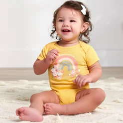 8-Pack Baby Girls Golden Floral Onesies® Bodysuits