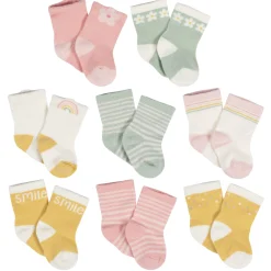 8-Pack Baby Girls Golden Floral Jersey Wiggle Proof® Socks