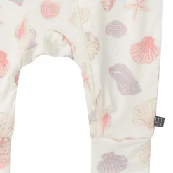 2-Pack Baby Girls Ivory Seashells Zip Front Viscose Rompers