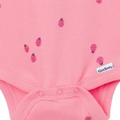 4-Pack Baby Girls Ladybug Pink Short Sleeve Bodysuits