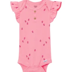 4-Pack Baby Girls Ladybug Pink Short Sleeve Bodysuits