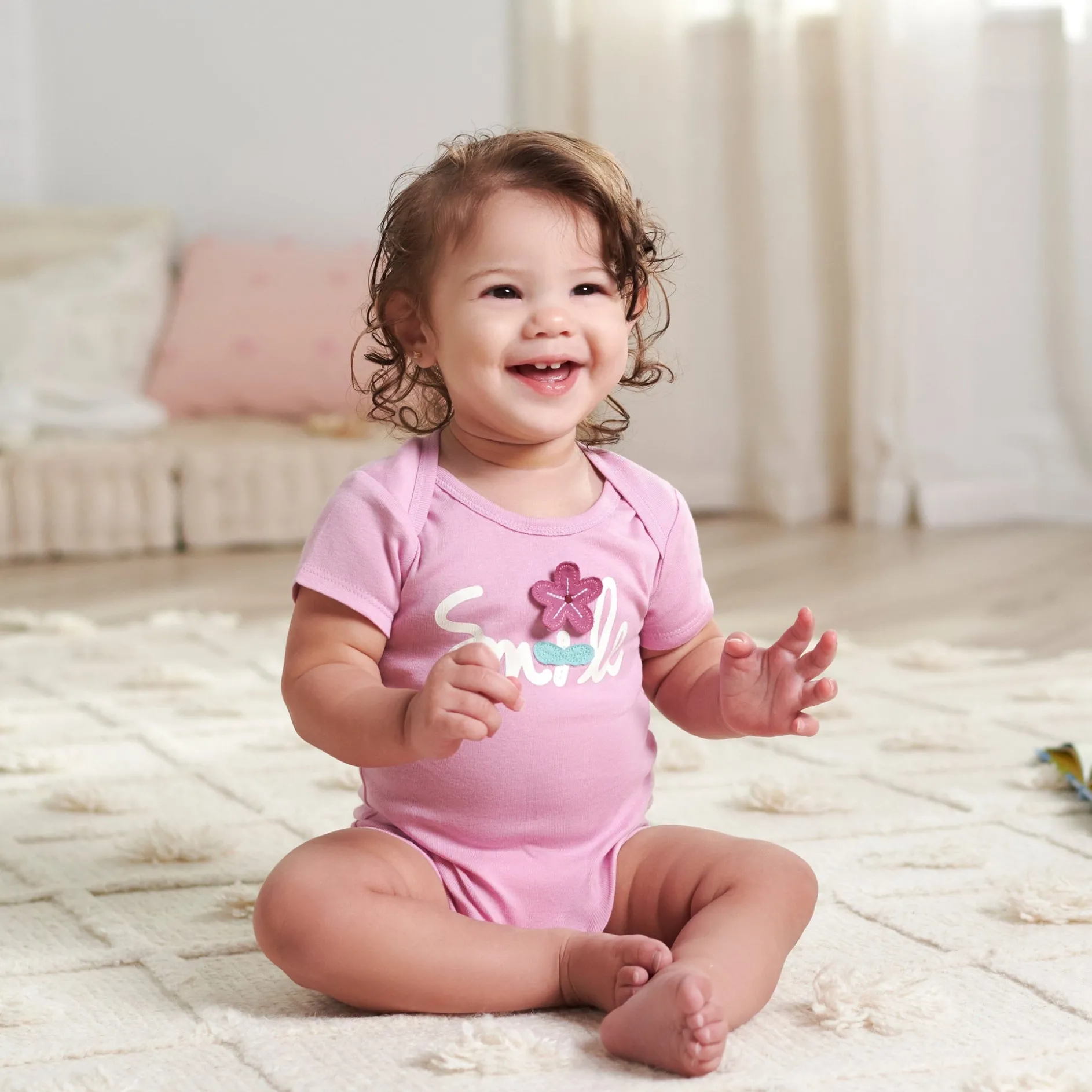 5-Pack Baby Girls Lavender Garden Onesies® Bodysuits