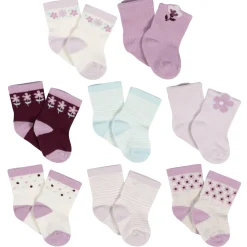 8-Pack Baby Girls Lavender Garden Jersey Wiggle Proof® Socks
