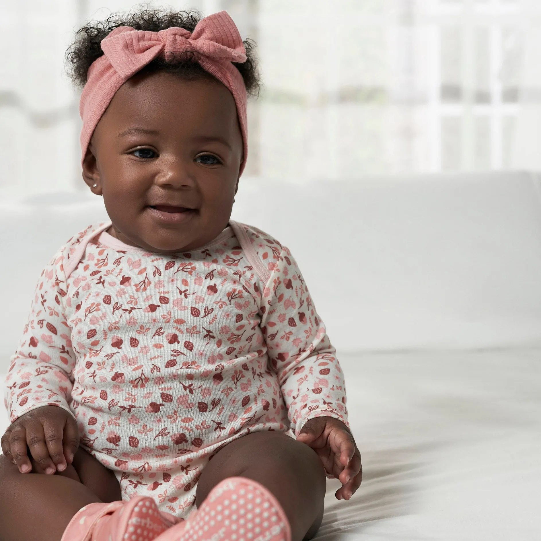 6-Pack Baby Girls Leaves Onesies® Bodysuits