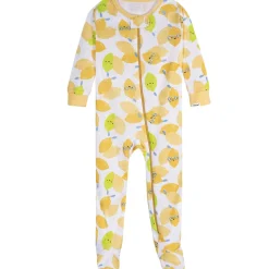 4-Pack Baby Girls Lemons Snug Fit Footed Pajamas