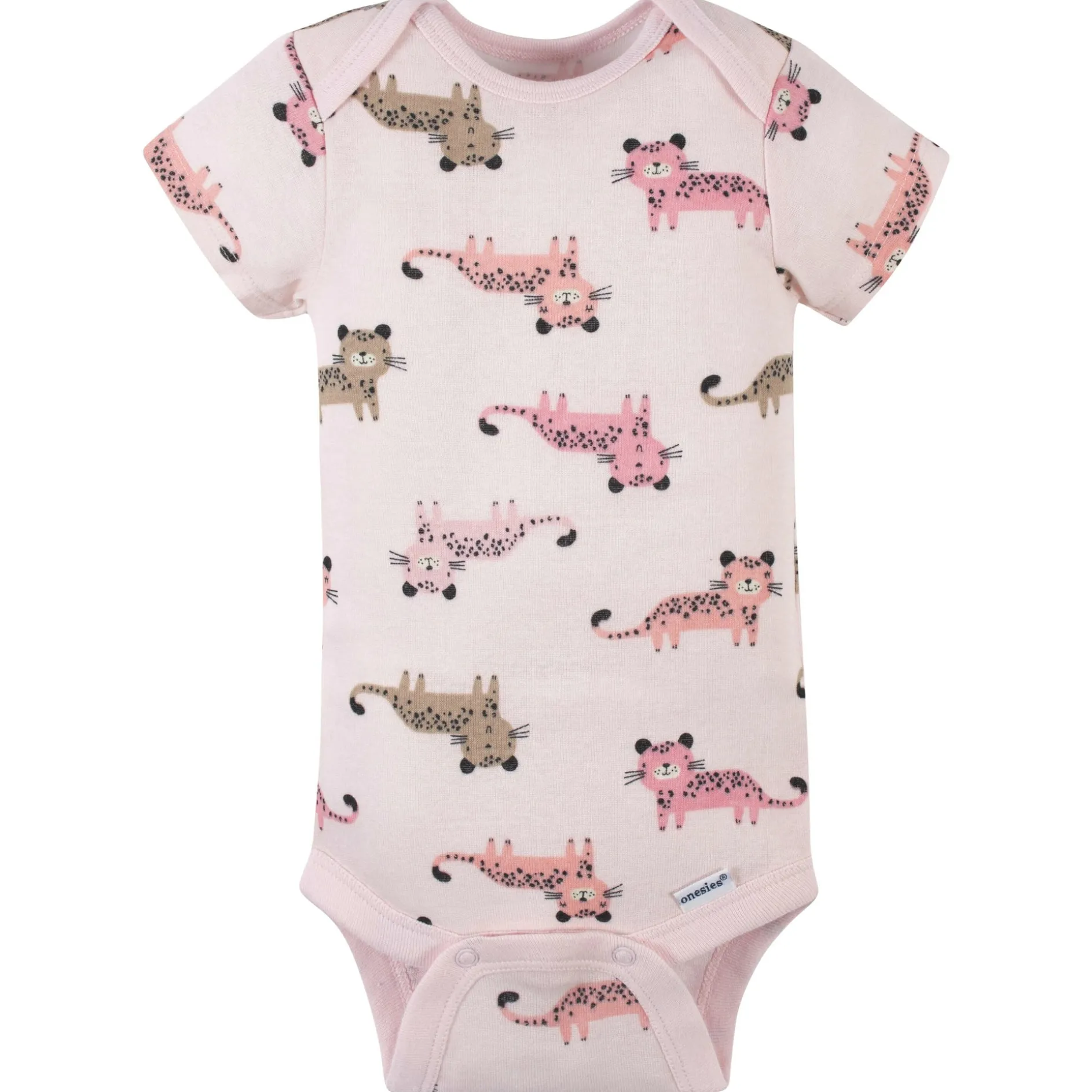 8-Pack Baby Girls Leopard Short Sleeve Onesies® Bodysuits