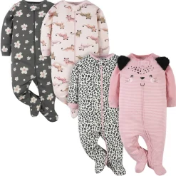 4-Pack Baby Girls Leopard Sleep 'N Plays