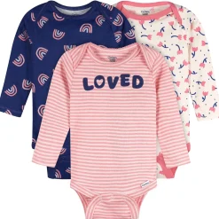 3-Pack Baby Girls Loved Long Sleeve Onesies® Bodysuits