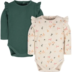 2-Pack Baby Girls Mushrooms Long Sleeve Onesies® Bodysuits