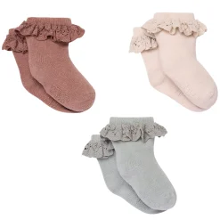 3-Pack Baby Girls Neutral Lace Socks