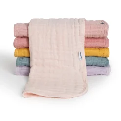 6-Pack Baby Girls Pastel Rainbow Muslin Burp Cloths